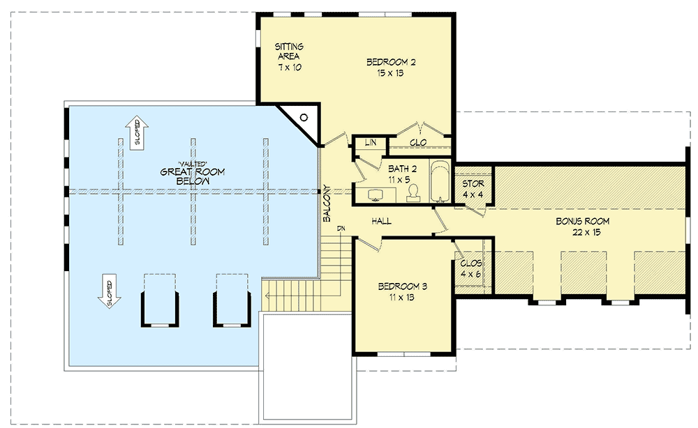 Plan 68727VR: Country Home Plan with 2 Master Suites, a 2-Story Great Room and a Wraparound Porch - Floor Plan - 2nd Floor - Country, Farmhouse