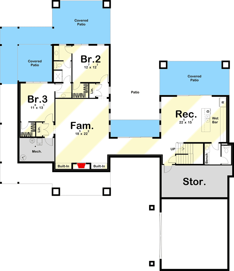 Plan 62977DJ: Lake Home Plan with Three Large Covered Decks - 2213 Sq Ft - Floor Plan - Optional Lower Level Layout ($ Paid Option) - Cabin, Cottage, Country, Craftsman, Modern Farmhouse, Mountain, New American, Rustic, Vacation