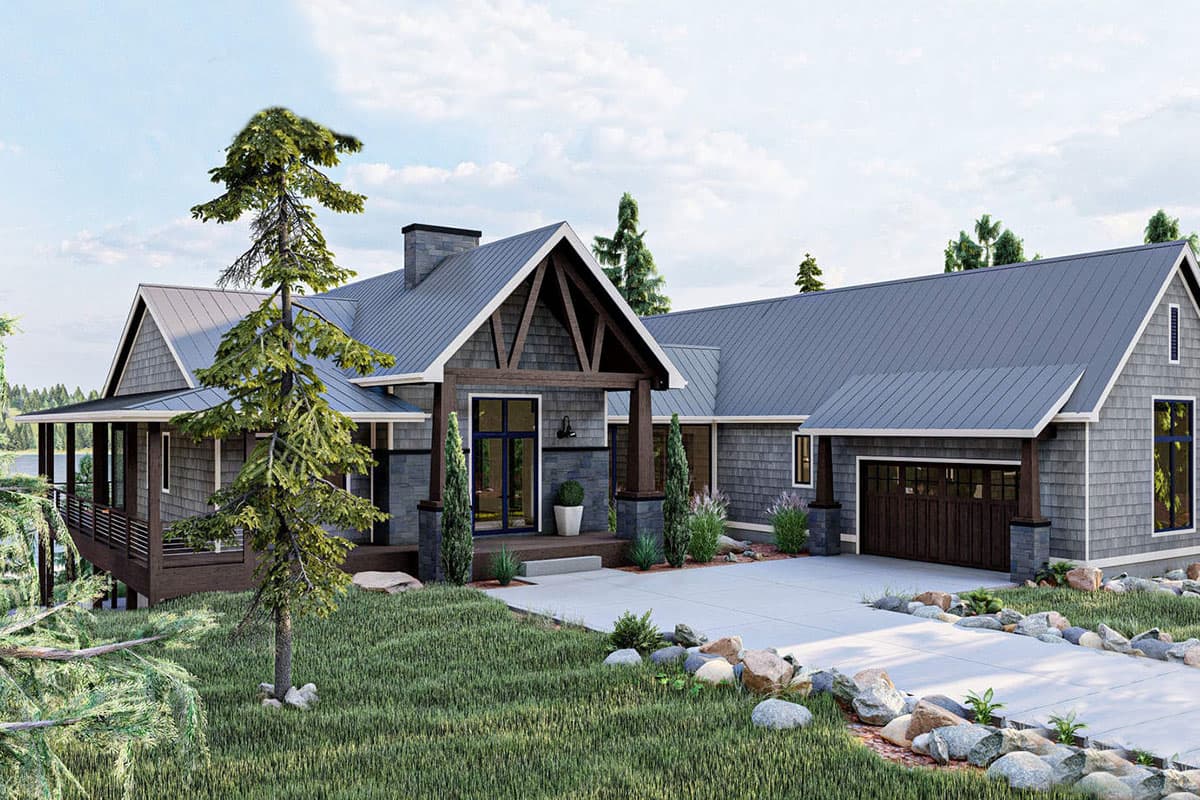 Plan 62977DJ: Lake Home Plan with Three Large Covered Decks - 2213 Sq Ft - Image #5 - Cabin, Cottage, Country, Craftsman, Modern Farmhouse, Mountain, New American, Rustic, Vacation