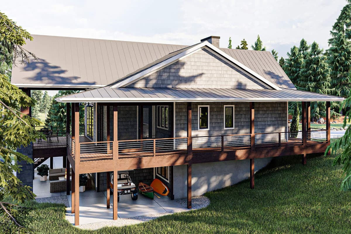 Plan 62977DJ: Lake Home Plan with Three Large Covered Decks - 2213 Sq Ft - Image #6 - Cabin, Cottage, Country, Craftsman, Modern Farmhouse, Mountain, New American, Rustic, Vacation