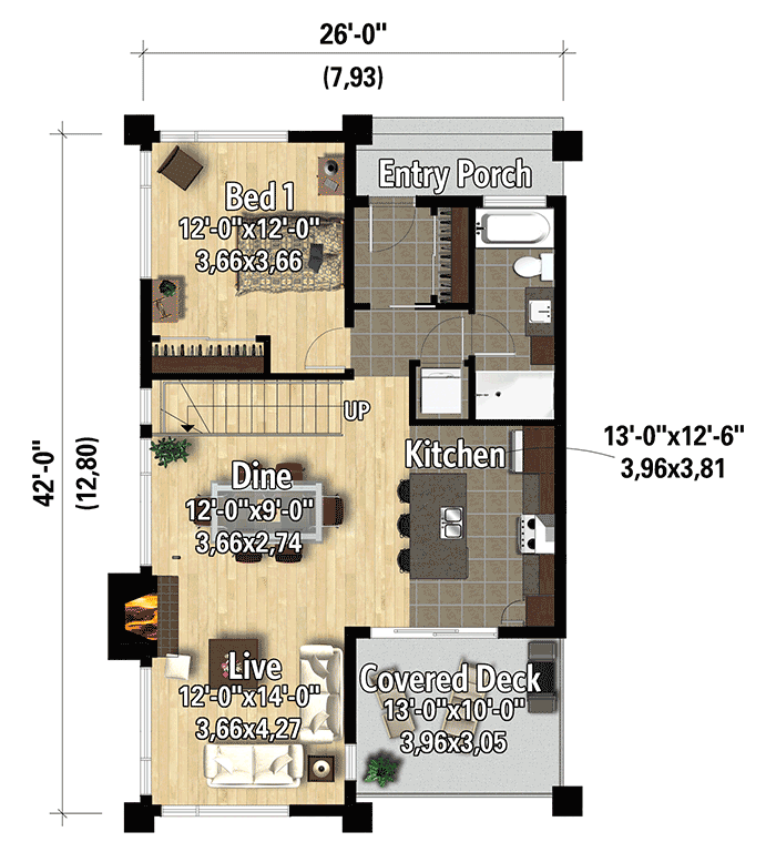 Plan 80968PM: 3-Bed Modern Mountain Home Plan for Sloped Lot  - Floor Plan - Main Level - Coastal, Mid Century Modern, Modern, Mountain