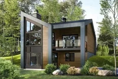 3-Bed Modern Mountain Home Plan for Sloped Lot 