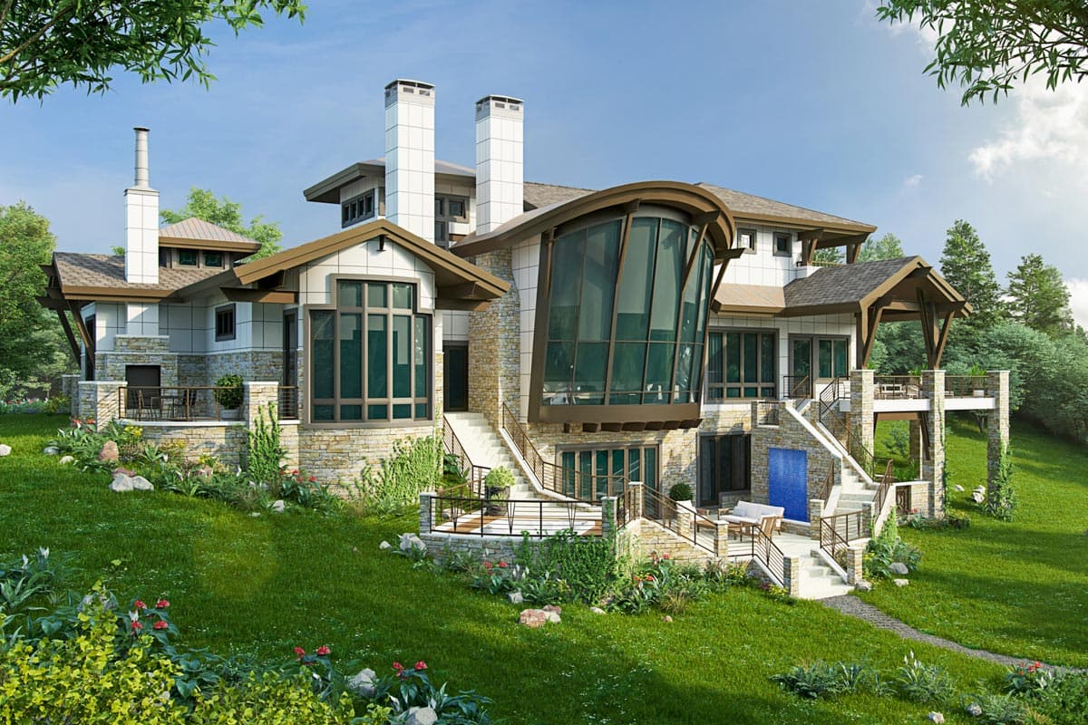 Plan 12966KN: 4-Bed Luxury Mountain Home Plan for a Rear-sloping Lot with Views - Image #5 - Contemporary, Modern, Mountain, Rustic