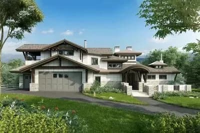 4-Bed Luxury Mountain Home Plan for a Rear-sloping Lot with Views