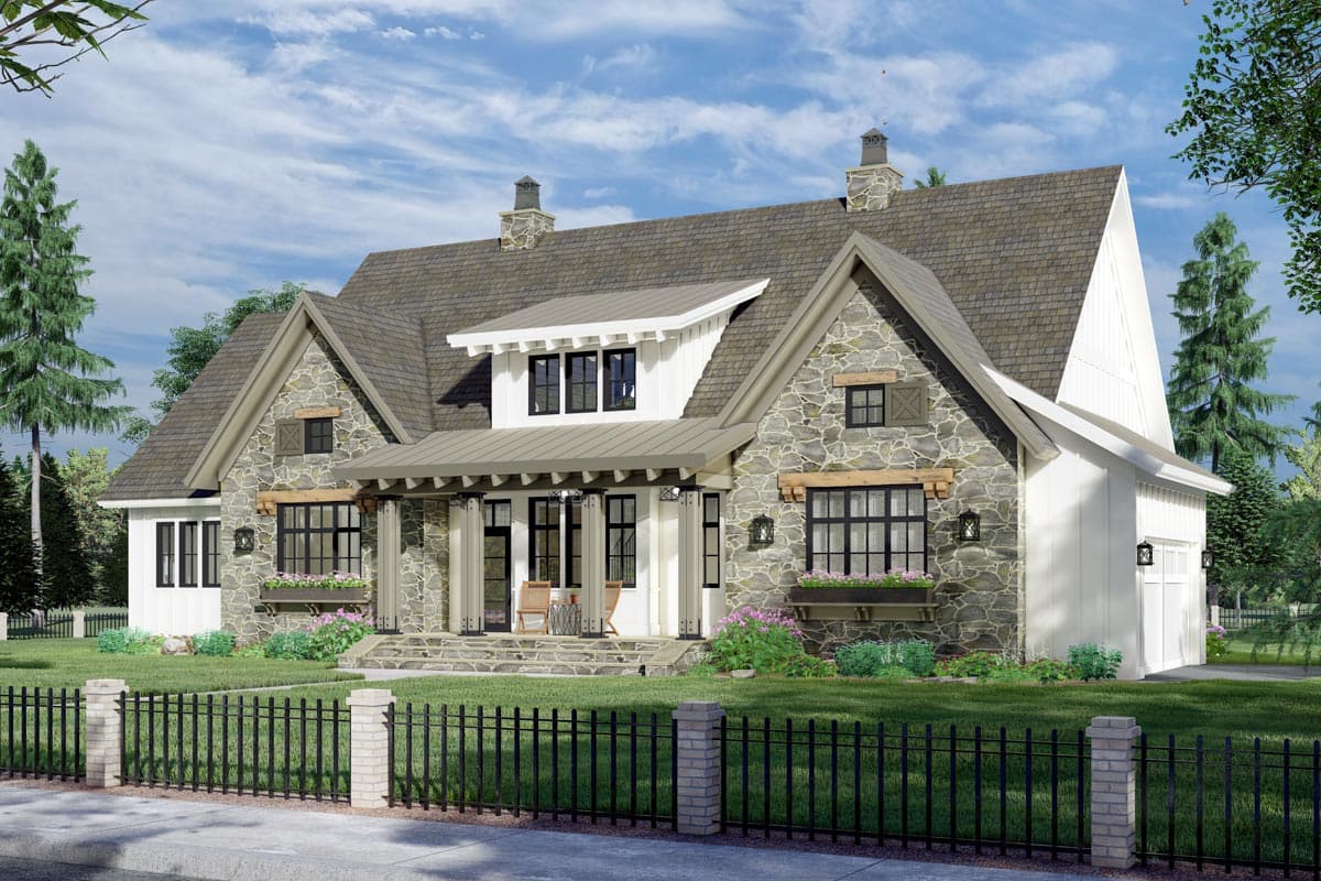 Plan 14690RK: Stone and Wood 4-Bed Modern Farmhouse Plan - 2655 Sq Ft - Image #5 - Country, Craftsman, European, Farmhouse, Modern Farmhouse, New American, Northwest