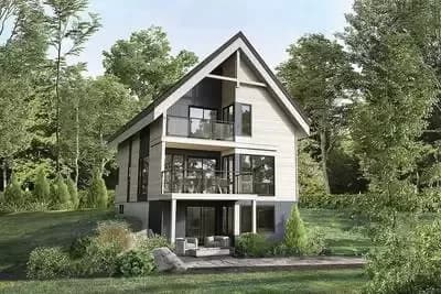 Contemporary Home Plan for the Rear Sloping Lot with Up to 5 Bedrooms