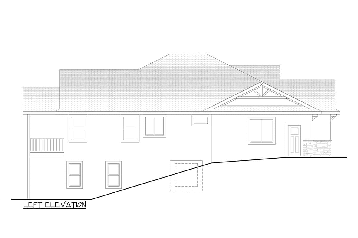 Plan 365010PED: Exclusive Shingle, Stone and Stucco One-story Craftsman Home Plan for the Rear-sloping Lot - Image #42 - Craftsman, Mountain, New American