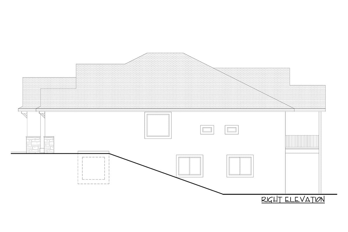 Plan 365010PED: Exclusive Shingle, Stone and Stucco One-story Craftsman Home Plan for the Rear-sloping Lot - Image #44 - Craftsman, Mountain, New American