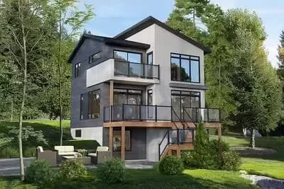 Modern Mountain House Plan with Two-story Great Room