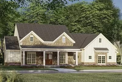 Modern Farmhouse Plan with Second-level Bonus Room