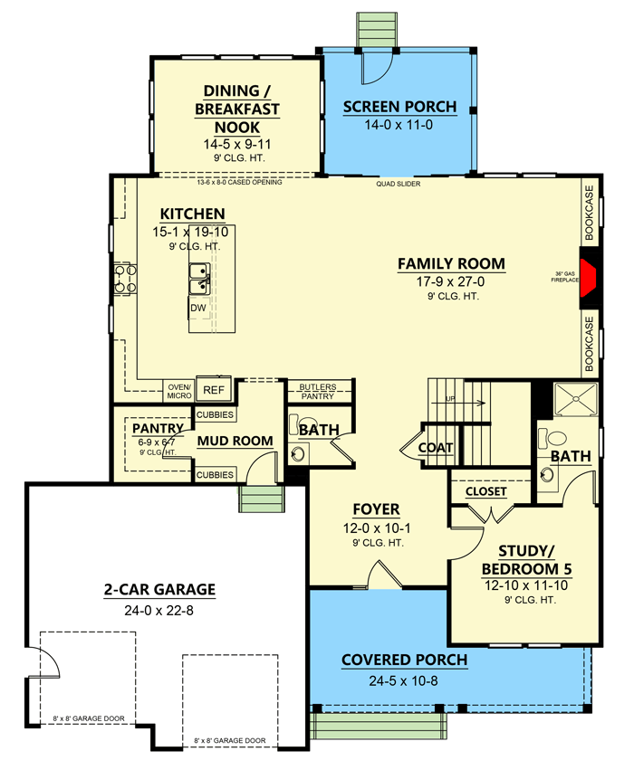 Plan 260001RVC: Modern Craftsman Home Plan with Third Floor Expansion Possibilities - Floor Plan - Main Level - Country, Craftsman, Modern Farmhouse, New American