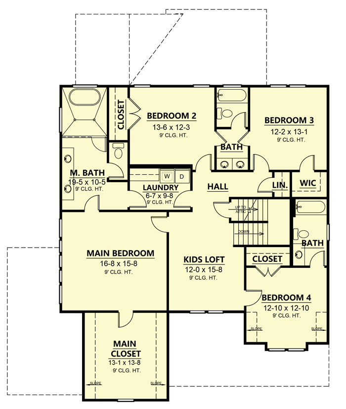 Plan 260001RVC: Modern Craftsman Home Plan with Third Floor Expansion Possibilities - Floor Plan - 2nd Floor - Country, Craftsman, Modern Farmhouse, New American