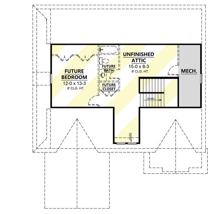 Plan 260001RVC: Modern Craftsman Home Plan with Third Floor Expansion Possibilities - Floor Plan - 3rd Floor - Country, Craftsman, Modern Farmhouse, New American