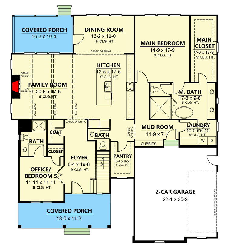 Plan 260002RVC: Modern Country Home Plan with Main Floor Master Suite and a Kids' Loft - Floor Plan - Main Level - Country, Craftsman, Farmhouse, Modern Farmhouse, New American, Southern, Traditional