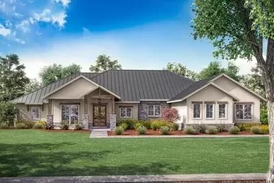 One-Story Hill Country Home Plan with Open Floor Plan and Game Room - 2974 Sq Ft