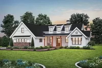 3-Bed New American Farmhouse with 3 Functional Dormers