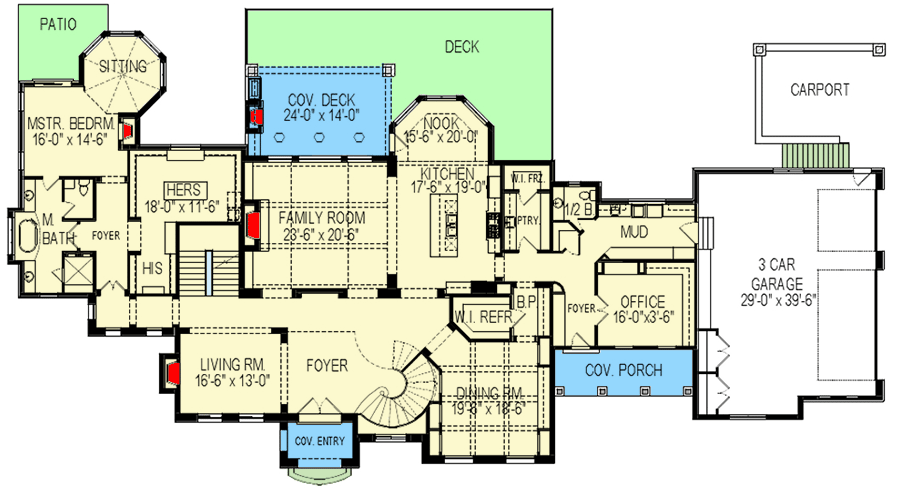 Plan 290111IY: Luxury Chateau Plan with Optional Lower Level  - Floor Plan - Main Level - European, Mediterranean