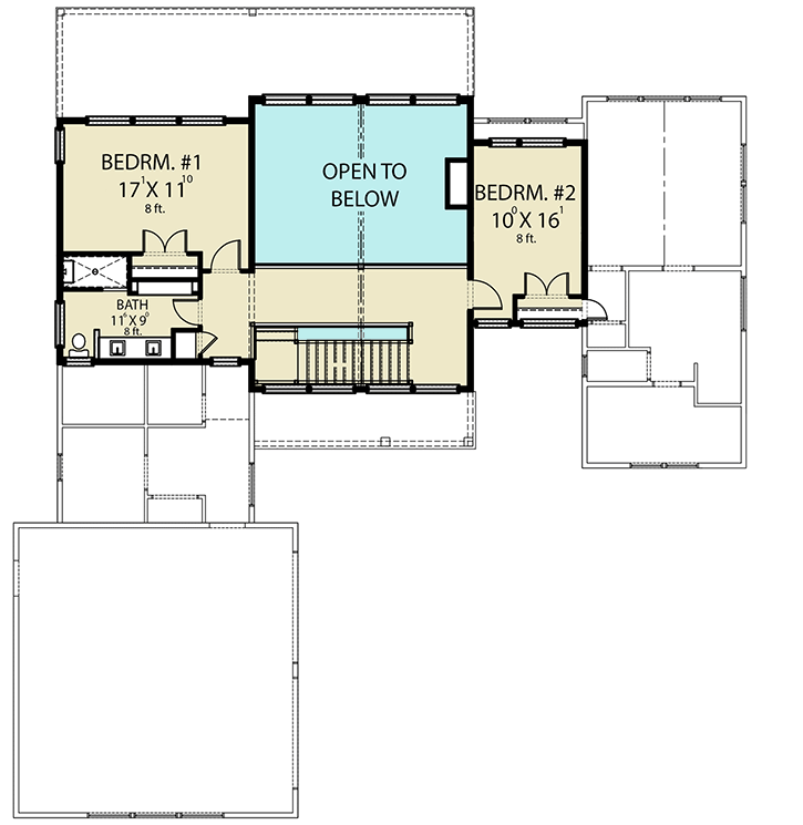 Plan 280122JWD: Two-story Contemporary Craftsman House Plan with Den next to Master Bedroom - Floor Plan - 2nd Floor - Contemporary, Craftsman, Northwest, Prairie