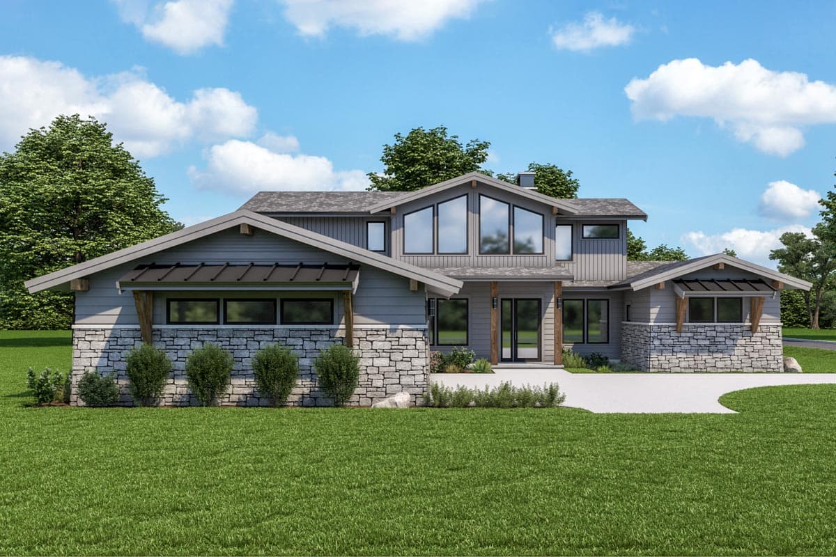 Plan 280122JWD: Two-story Contemporary Craftsman House Plan with Den next to Master Bedroom - Image #5 - Contemporary, Craftsman, Northwest, Prairie