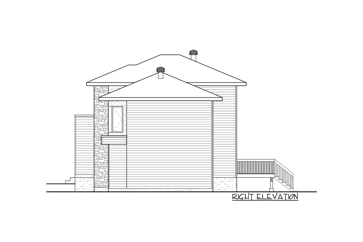Plan 80975PM: Tri-level Contemporary Home Plan with Secondary Family Room above Garage - Image #5 - Contemporary, Modern, Northwest