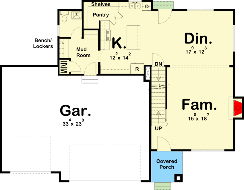 Plan 62978DJ: 2-Story Modern House Plan with 3-Car Garage - Floor Plan - Main Level - Contemporary, Modern, Northwest, Prairie