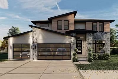 2-Story Modern House Plan with 3-Car Garage