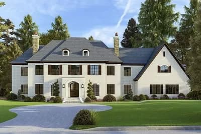 Luxury Two-Story Home Plan with Vaulted Ceiling over Kitchen and Great Room - 5813 Sq Ft