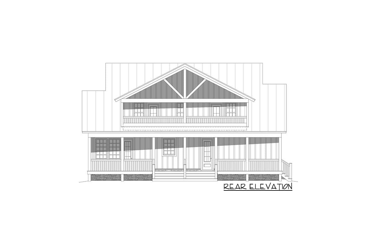 Plan 68734VR: 3-Bed Country Home Plan with Great Porches Front and Back (and Upstairs in Back) - Image #4 - Country, Mountain, Traditional