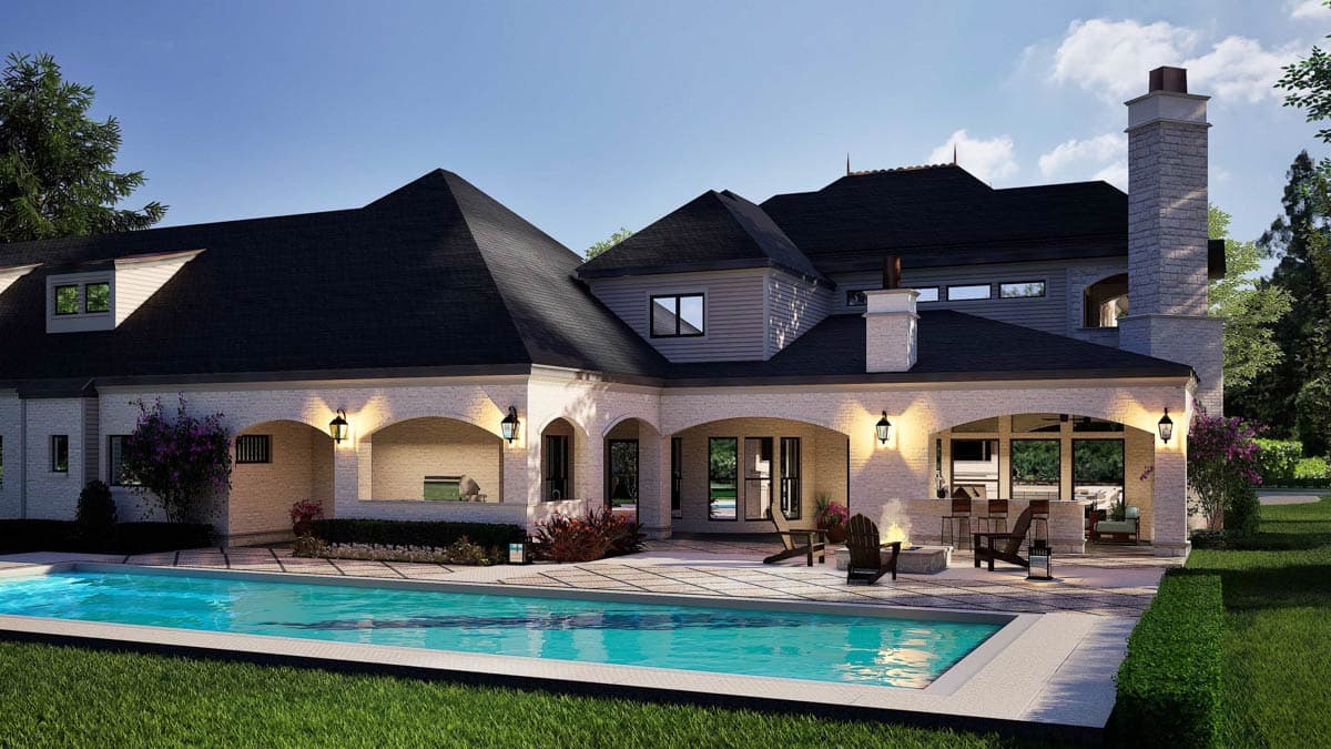 Plan 36645TX: Luxury French Country Home Plan with 6-Car Garage - 4805 Sq Ft - Image #5 - European, French Country