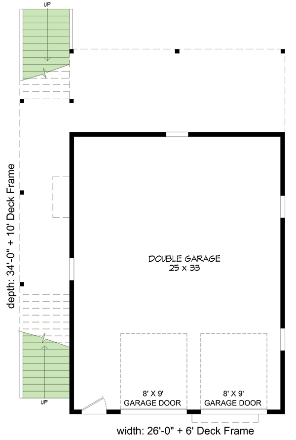 Plan 68737VR: Garage Apartment Plan with Huge Deck - Floor Plan - Main Level - Carriage, Shingle
