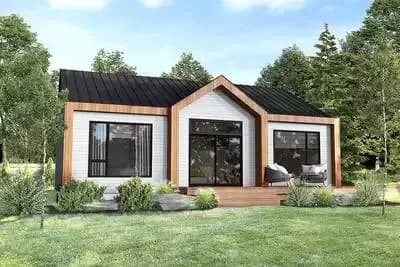 2-Bedroom Modern Ranch Home Plan with Open Deck