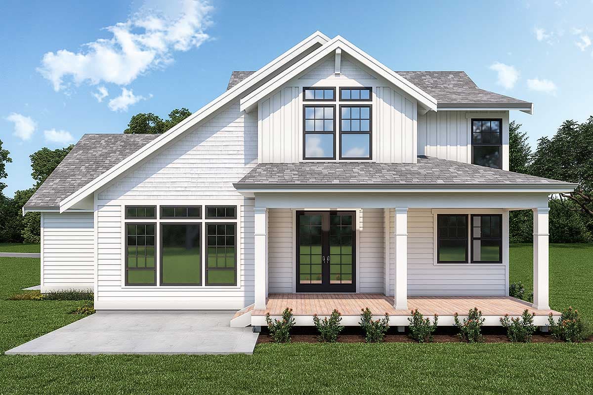 Plan 280123JWD: 3-Bed New American Home Plan with L-Shaped Front Porch - Image #4 - Craftsman, Farmhouse, Modern Farmhouse, New American