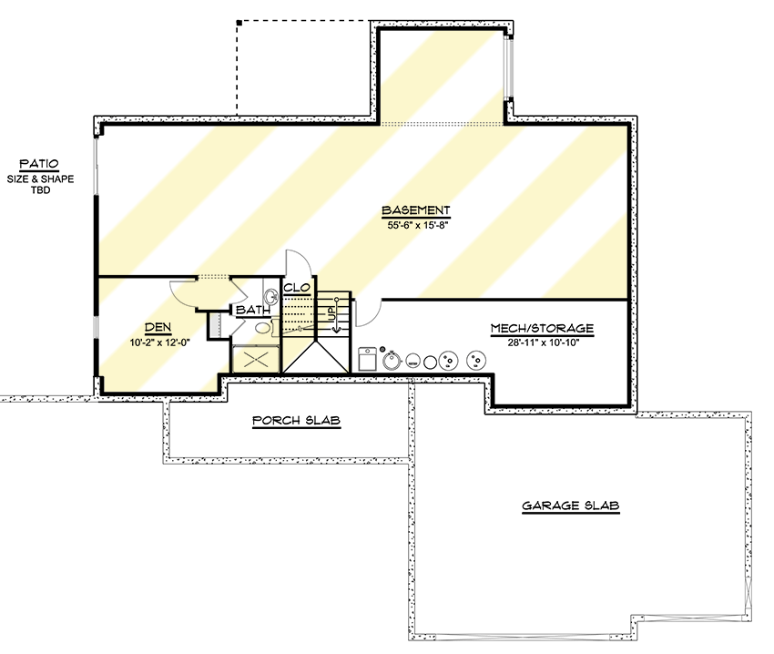 Plan 135021GRA: 3-Bed Craftsman Ranch Plan with Unfinished Basement - Architectural Designs - Floor Plan - Unfinished Walkout Basement - Craftsman, Ranch