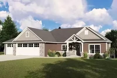 Split Bedroom Craftsman House Plan with a Finished Walkout Basement Option