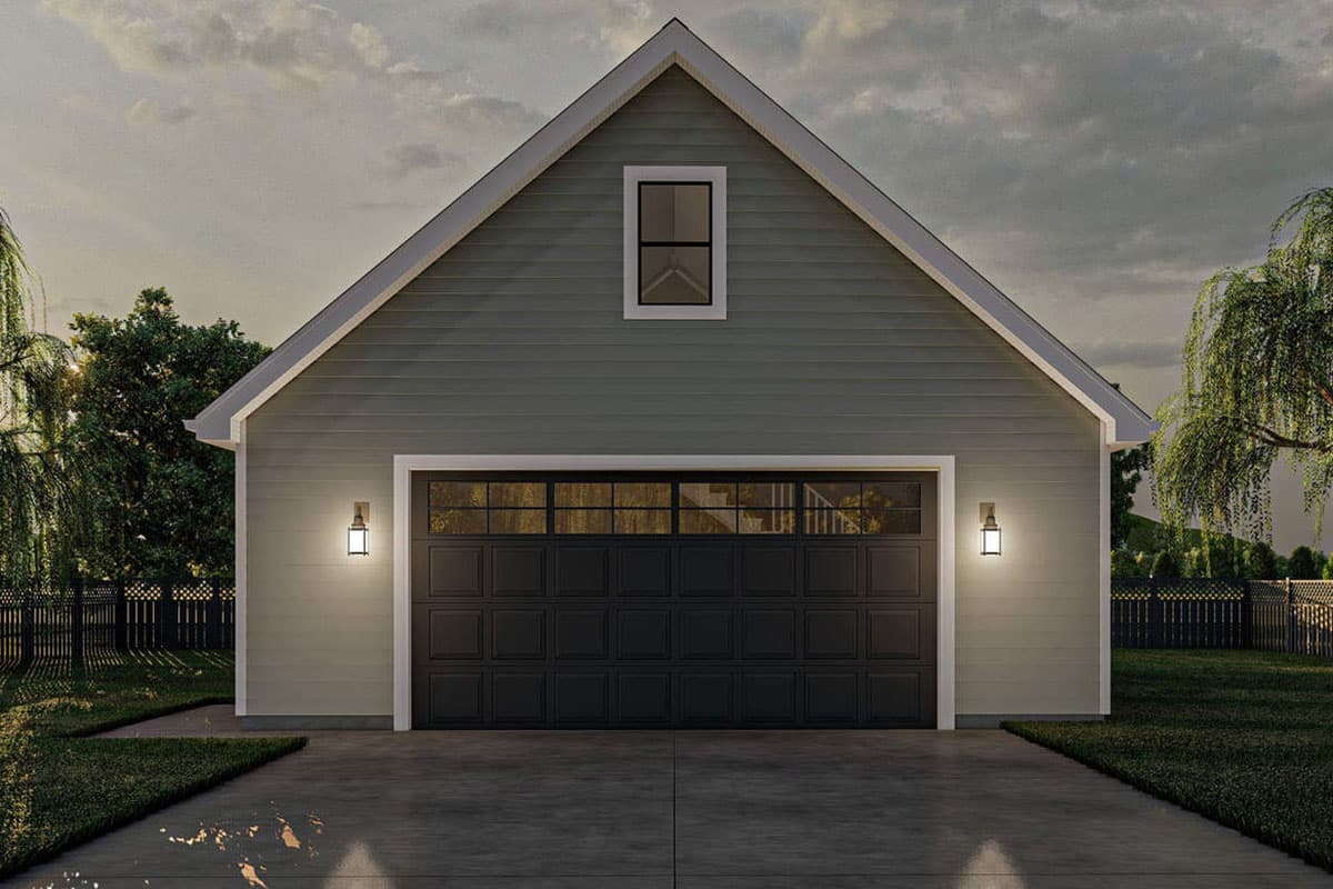Plan 62980DJ: Traditional 2-Car Garage with Single Garage Door and Storage Above - Image #4