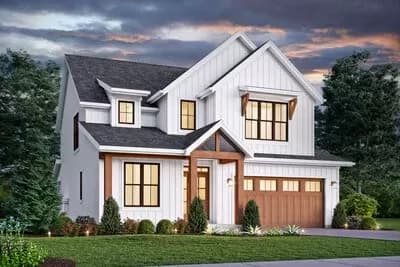 Two Story New American House Plan with Flex Fourth Bedroom