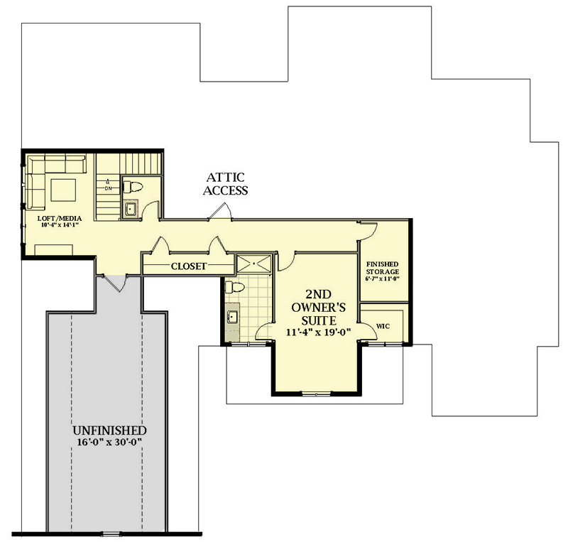 Plan 46428LA: 4-Bed Farmhouse Plan with Two Owner's Suites - Floor Plan - 2nd Floor - Country, Farmhouse, Modern Farmhouse, New American, Southern