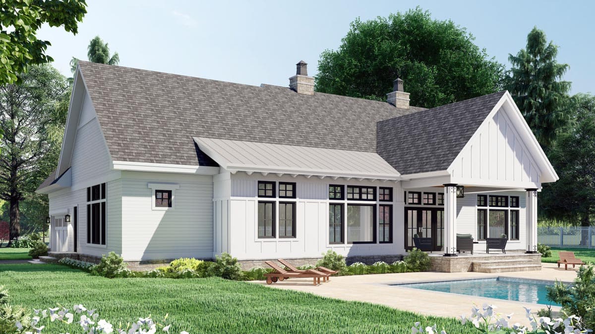 Plan 14692RK: Attractive 3-Bed Modern Farmhouse Plan with Home Office - 2385 Sq Ft - Image #4 - Country, Farmhouse, Modern Farmhouse, Southern