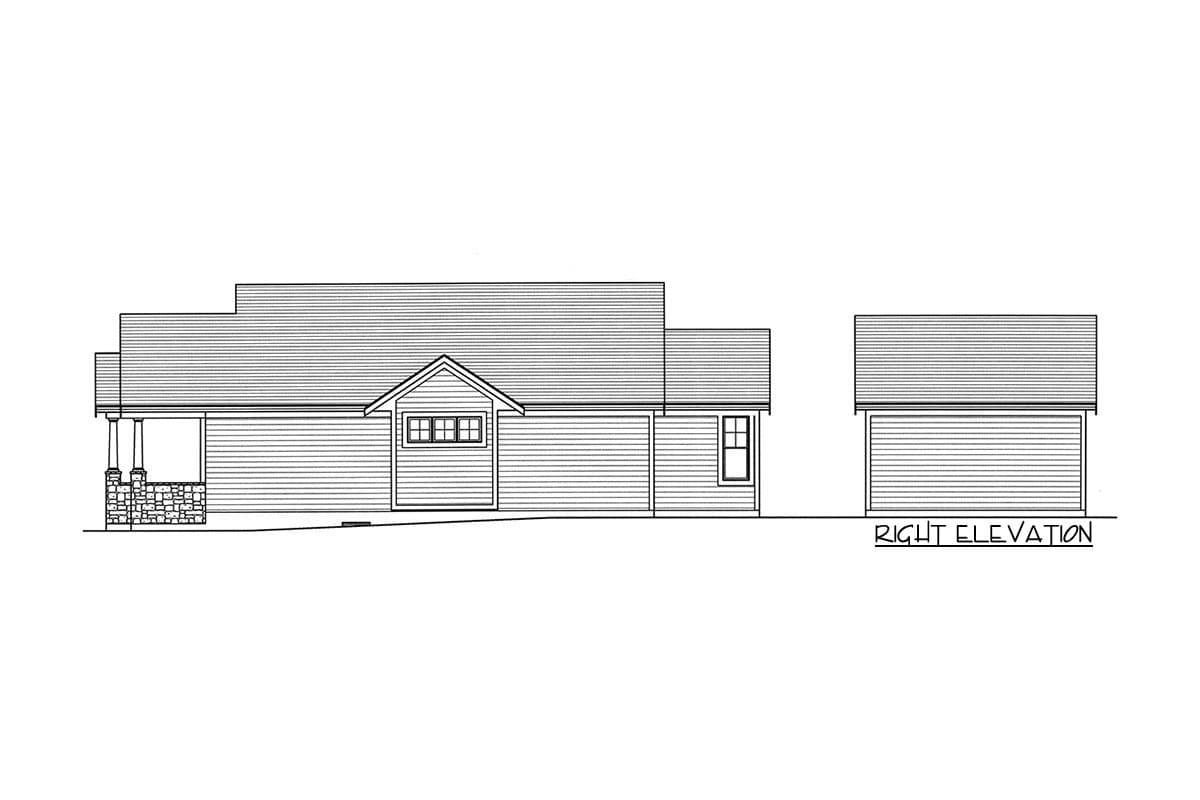 Plan 39297ST: Cozy Cottage with a 2-Car Detached Garage for a Narrow Lot - Image #4 - Country, Craftsman, Ranch