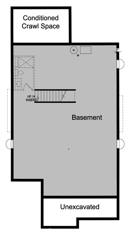 Plan 39297ST: Cozy Cottage with a 2-Car Detached Garage for a Narrow Lot - Floor Plan - Basement - Country, Craftsman, Ranch