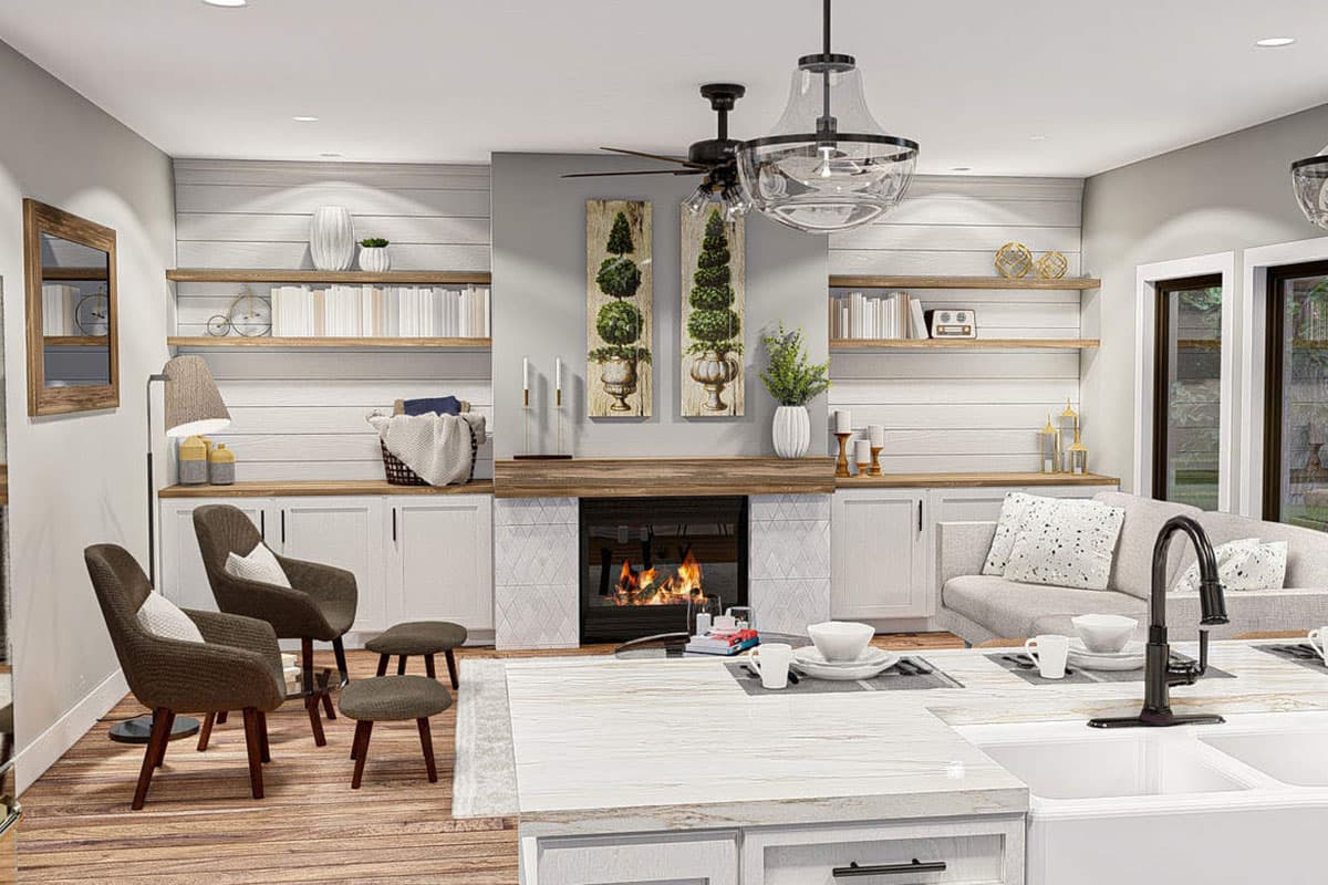 Plan 62985DJ: 3-Bed Barndominium-style House Plan with Drive-through 2-Car Garage - Image #8 - Barndominium, Craftsman, Northwest