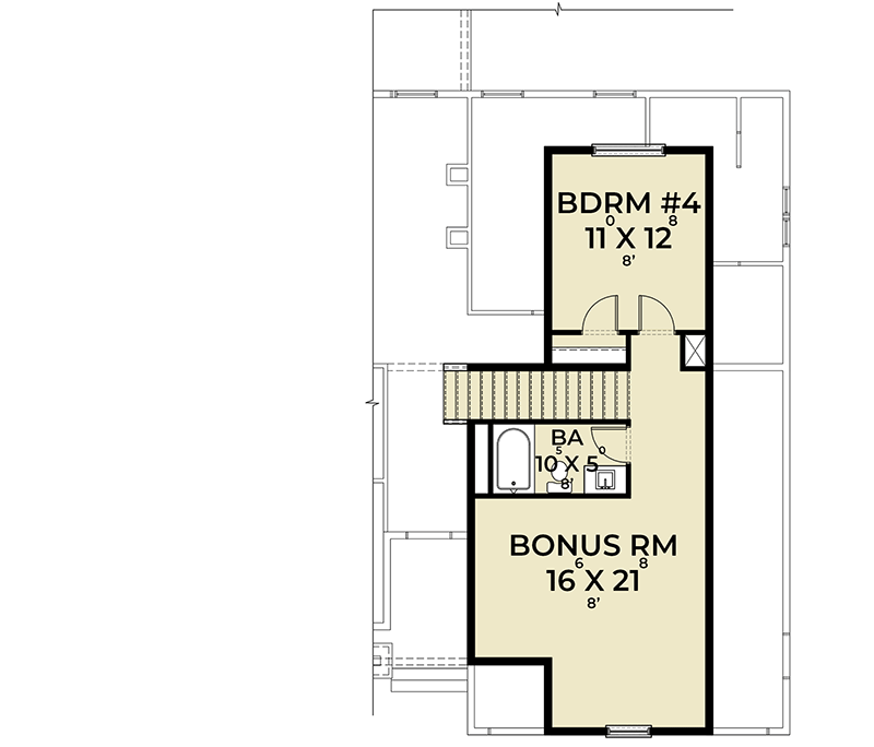 Plan 280124JWD: One-and-a-half-story Craftsman House Plan with Split Bedrooms and Vaulted Great Room - Floor Plan - 2nd Floor - New American