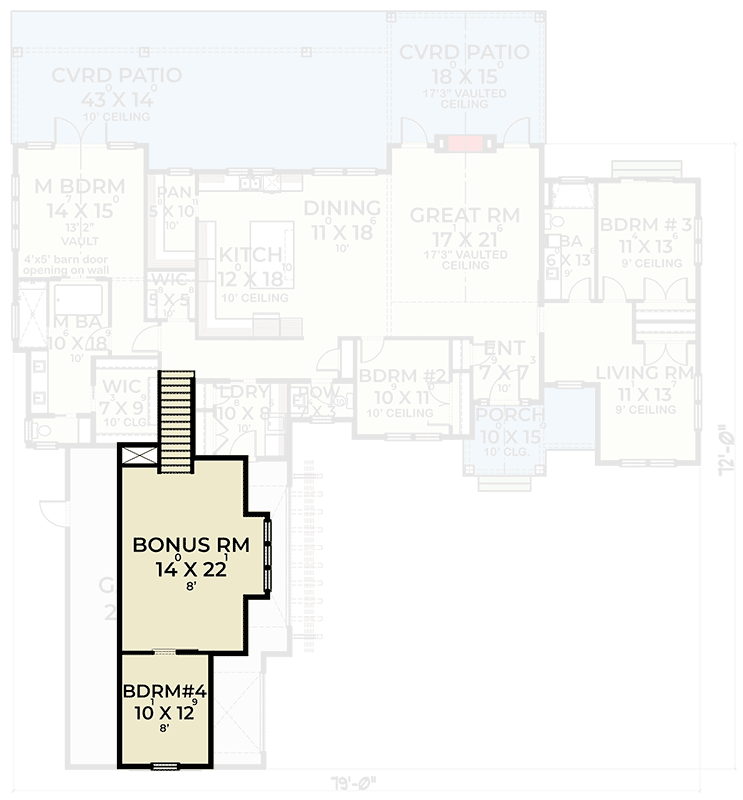 Plan 280125JWD: 4-Bed New American House Plan with Bonus above Garage - Floor Plan - 2nd Floor - Craftsman, Mountain, New American, Ranch