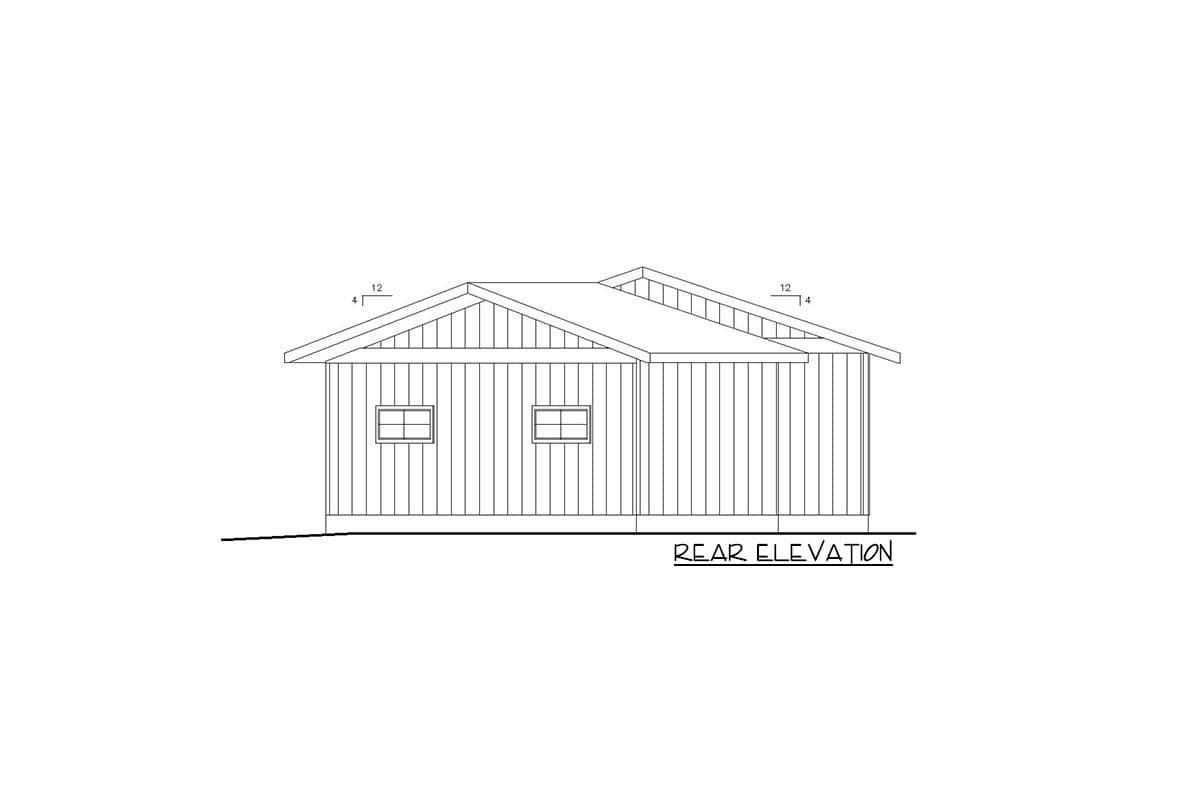 Plan 35592GH: 1-Bed House Plan with Angled 2-Car Garage in Back - Image #4 - Contemporary, Mountain, Northwest, Vacation