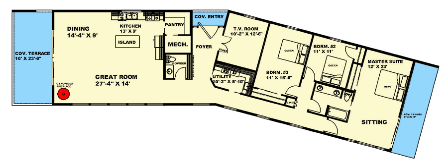 Plan 35595GH: Contemporary Ranch Plan with Flat Roof - Floor Plan - Main Level - Contemporary, Northwest, Ranch