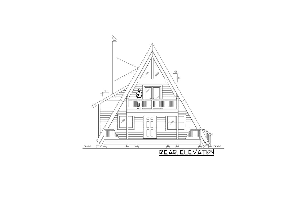 Plan 35598GH: 2-Bed Contemporary A-Frame House Plan with Loft - Image #4 - A-Frame, Cabin, Contemporary, Mountain, Rustic, Vacation