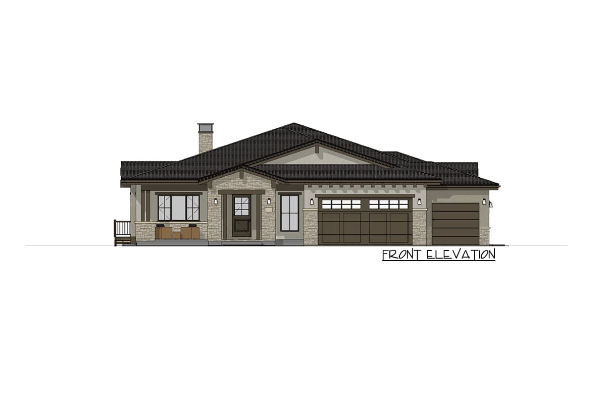 Plan 64510SC: Exclusive Mountain Ranch House Plan with Home Office and Covered Deck - Image #7 - Hill Country, Modern, Mountain, Prairie, Ranch