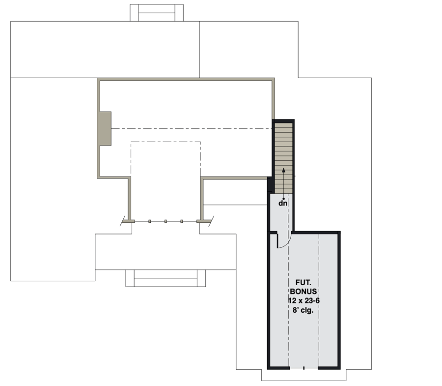 Plan 14693RK: Modest-Sized 3-Bed Modern Farmhouse Plan with Bonus Expansion - 2136 Sq Ft - Floor Plan - Bonus Room Above - Country, Craftsman, Modern Farmhouse, New American