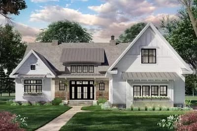 Modest-Sized 3-Bed Modern Farmhouse Plan with Bonus Expansion - 2136 Sq Ft