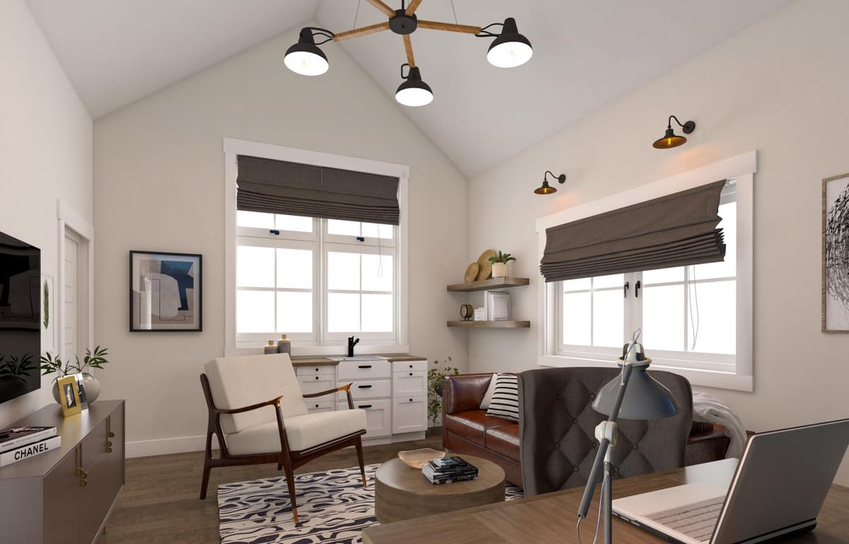 Plan 871008NST: Backyard ADU Cottage Studio or Home Office Escape - 298 Square Feet - Image #6 - Cabin, Cottage, Rustic, Shingle, Traditional, Vacation